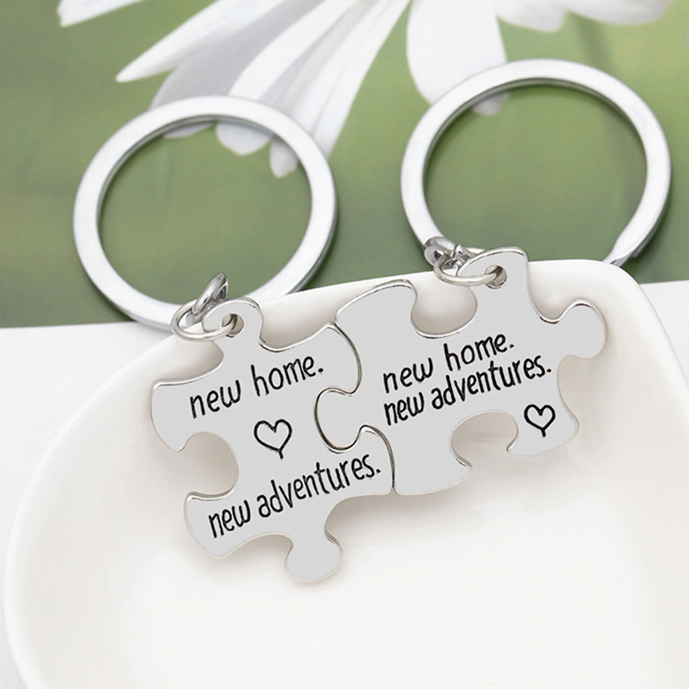 2Pcs Key Chain Couple Key Ring Splice Key Ring Versatile Key Pendant Gift