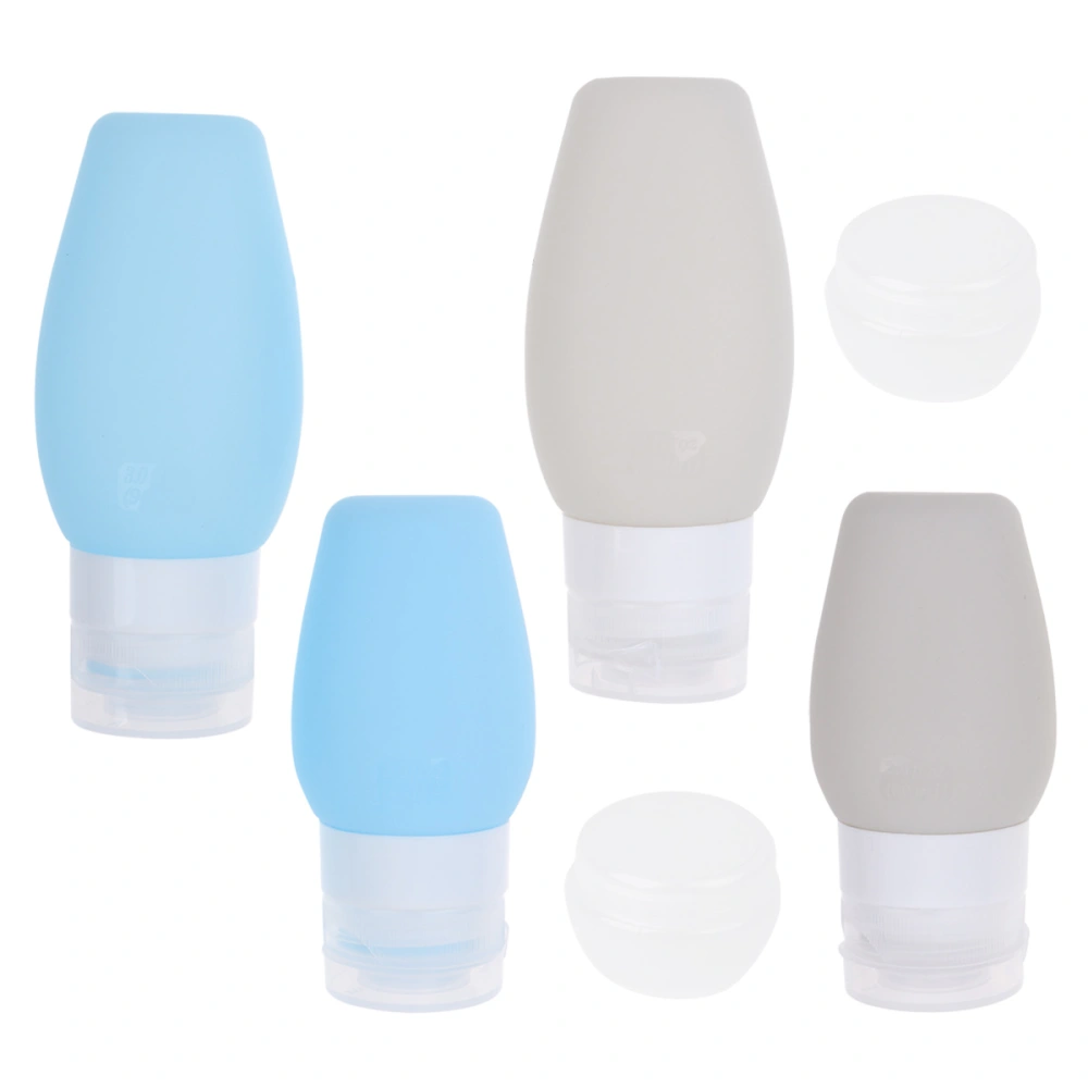 6Pcs Travel Subpackage Bottle Empty Perfume Bottle Toiletry Liquids Containers Silicone Bottle Blue Grey