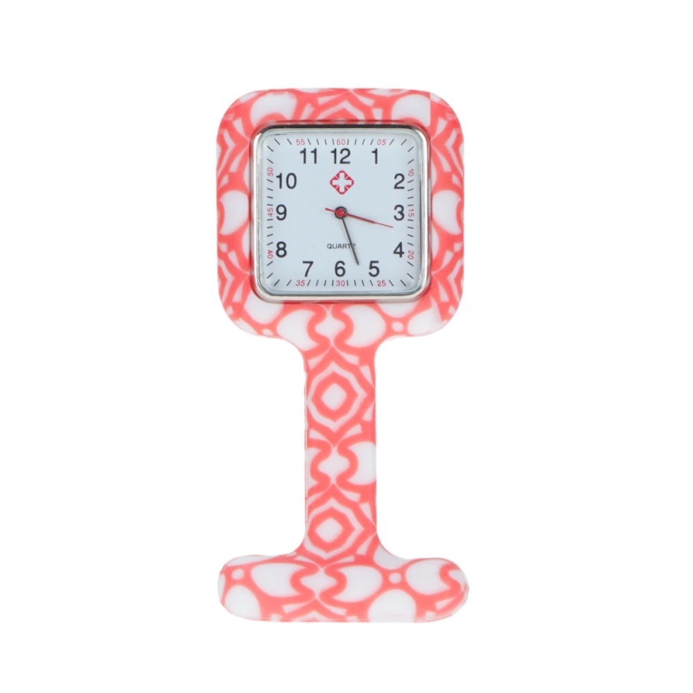 Portable Printed Hanging Watch Portable Silicone Medical Nurse Watch Square Pocket Watch for Women Ladies (Random Color of Printing Color)