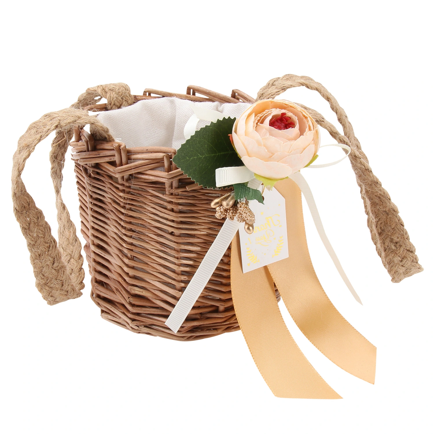 1Pc Fresh Handmade Woven Candy Box Retro Wedding Storage Container (Khaki)