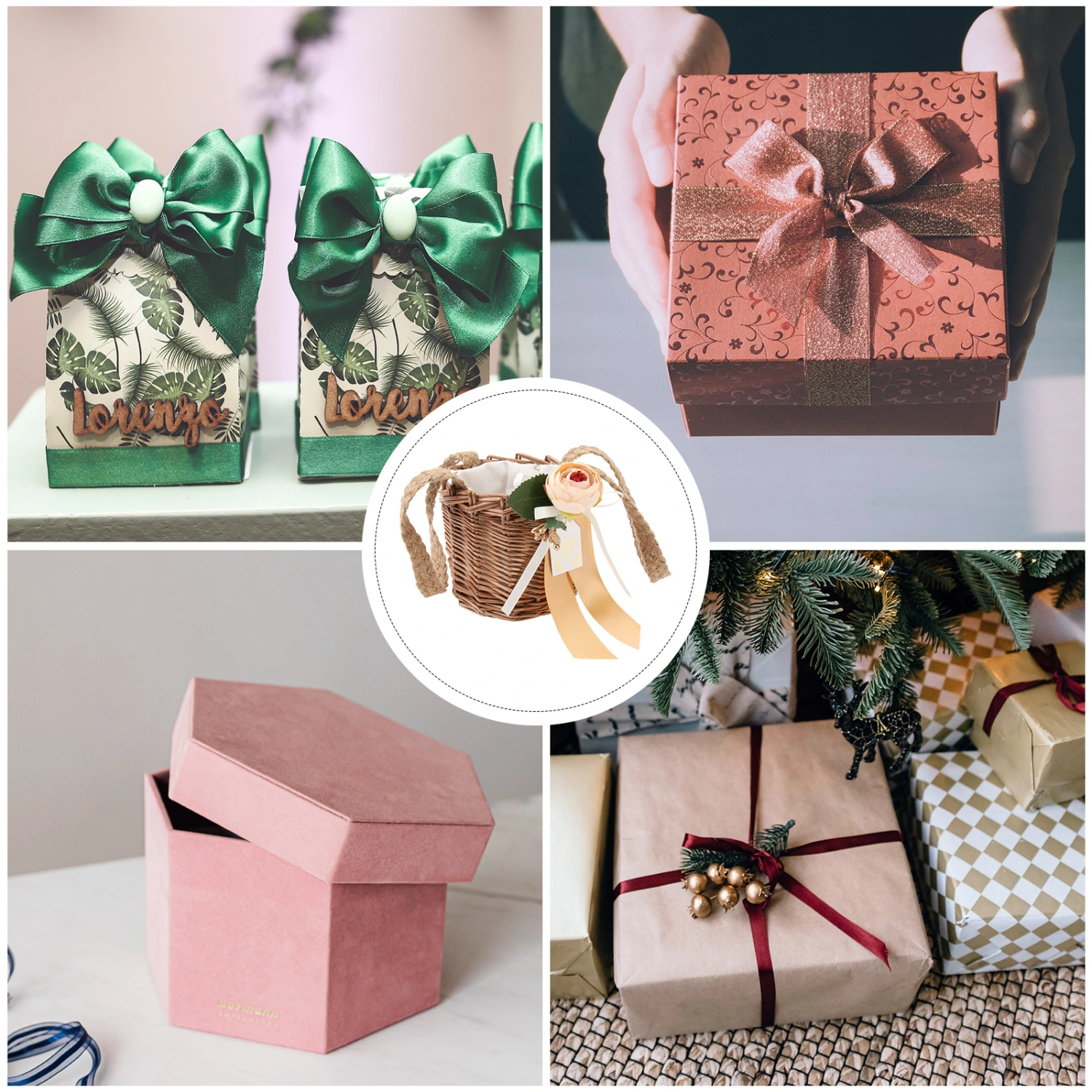 1Pc Fresh Handmade Woven Candy Box Retro Wedding Storage Container (Khaki)