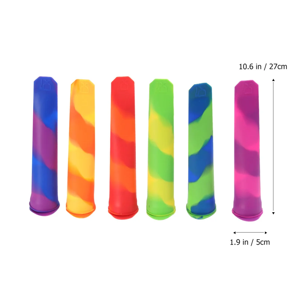 6pcs Colorful DIY Ice Stick Mold Silicone Tube Ice Cream Making Mould Handheld Popsicle Mold Kitchen Accessory (Mixed Color)