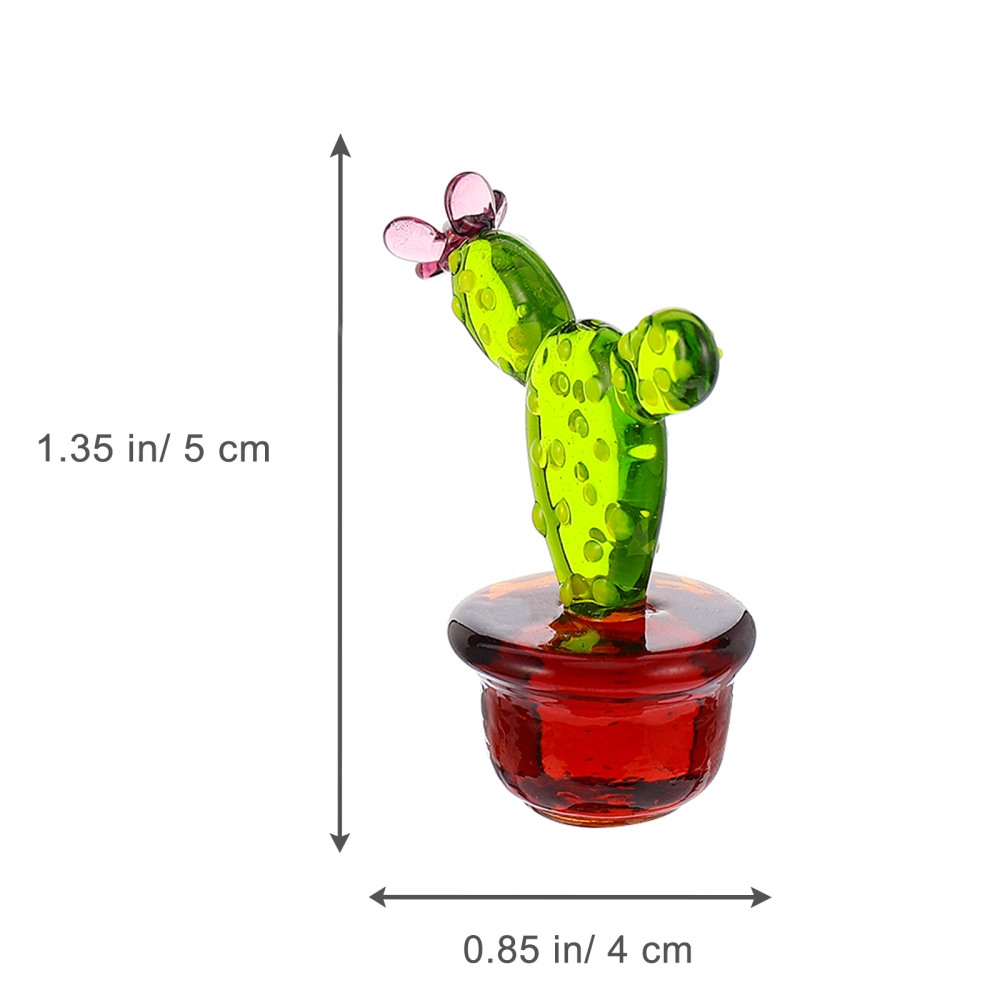 1pc Glass Ornament Desktop Craft Adornment Creative Cactus Adornment for Home