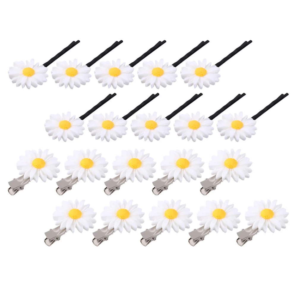 20Pcs Daisy Flower Hairpins Exquisite Adorable Hair Clips Headdress Accessories