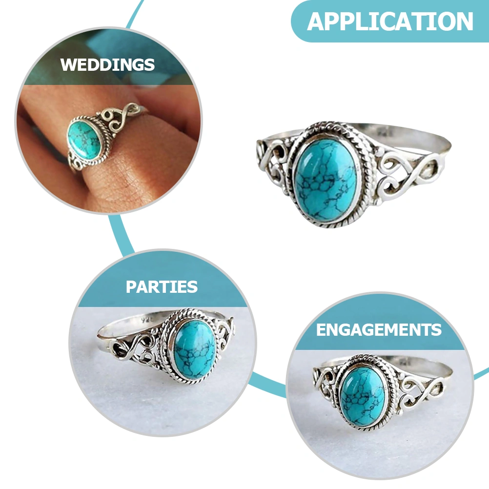 Turquoise Ring Engagement Jewelry Aesthetic Rings Birthday Gifts For Women