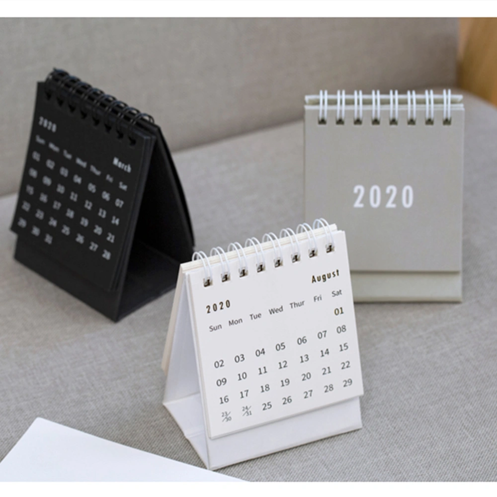 3 Pcs Mini 2020 Desktop Calendar DIY Art Crafts Desktop Simple Style Year Calendar Home Office School Desk Decoration Gifts (Random Color)