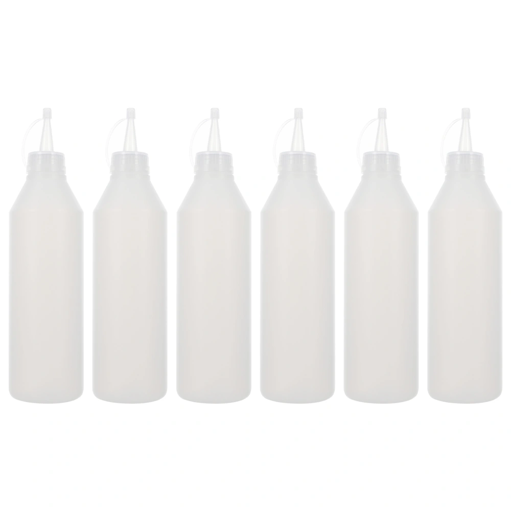 6Pcs 500ML White Tip Glue Bottles Plastic Precision Tip Applicator Bottles