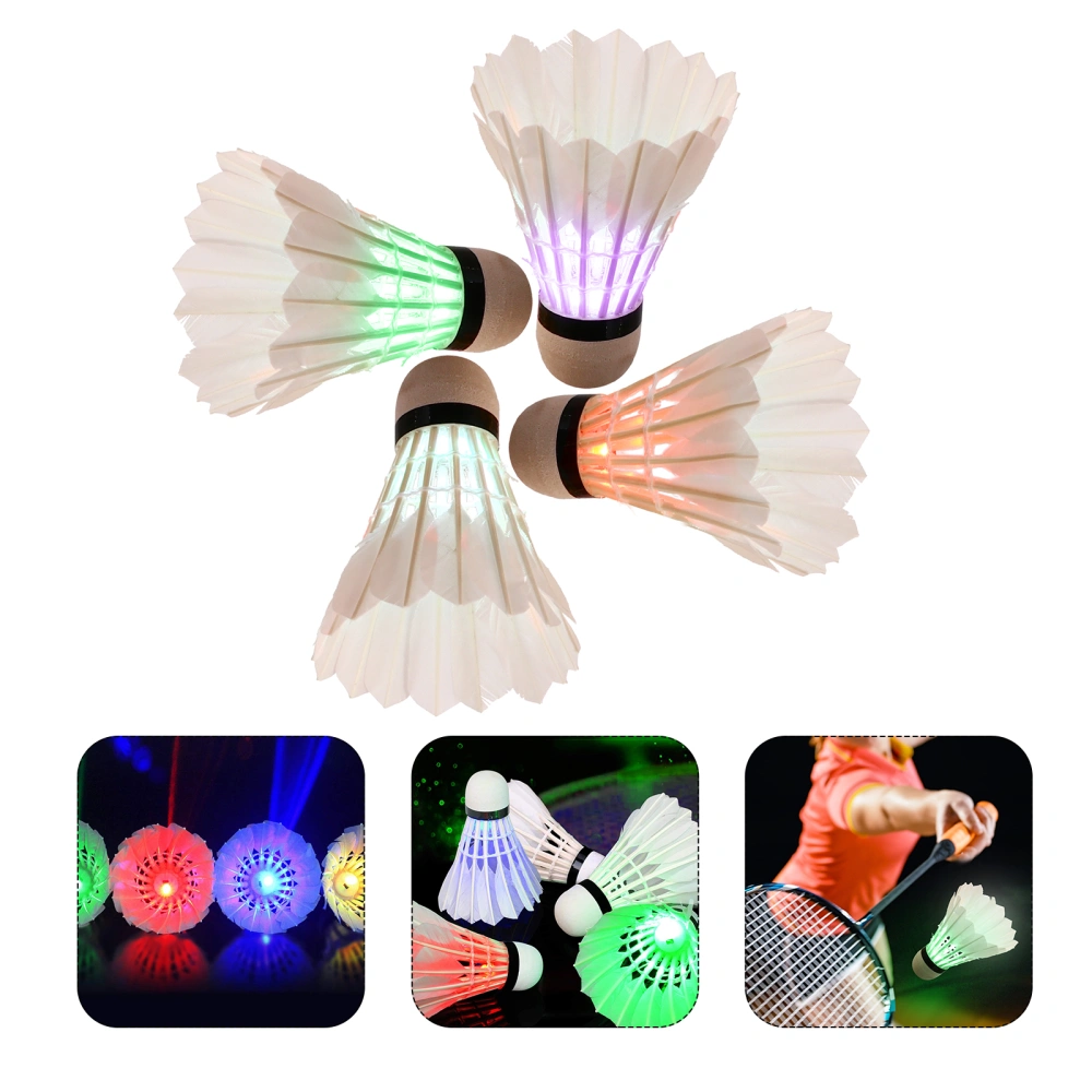 4pcs Creative LED Badminton Chic Luminous Shuttlecocks Exercise Badminton