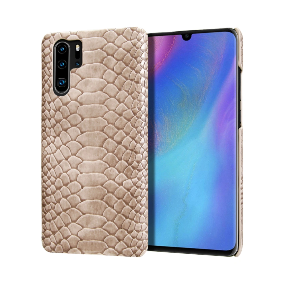 Phone Case Snakeskin Grain Texture Exquisite Workmanship Drop Resistance Sweatproof Scratchproof Phone Shell Premium PU Leather Hard Mobile Cover for HUAWEI P30 Pro(Gray)