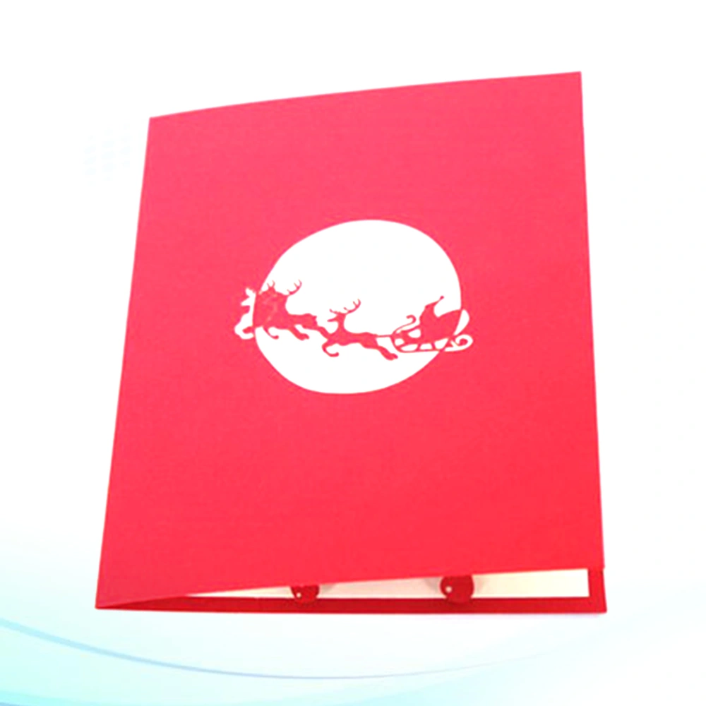 Creative 3D Greeting Christmas Themed Up Cards Xmas Blessing Festival Gift Party Supplies (Flying Reindeer Car)