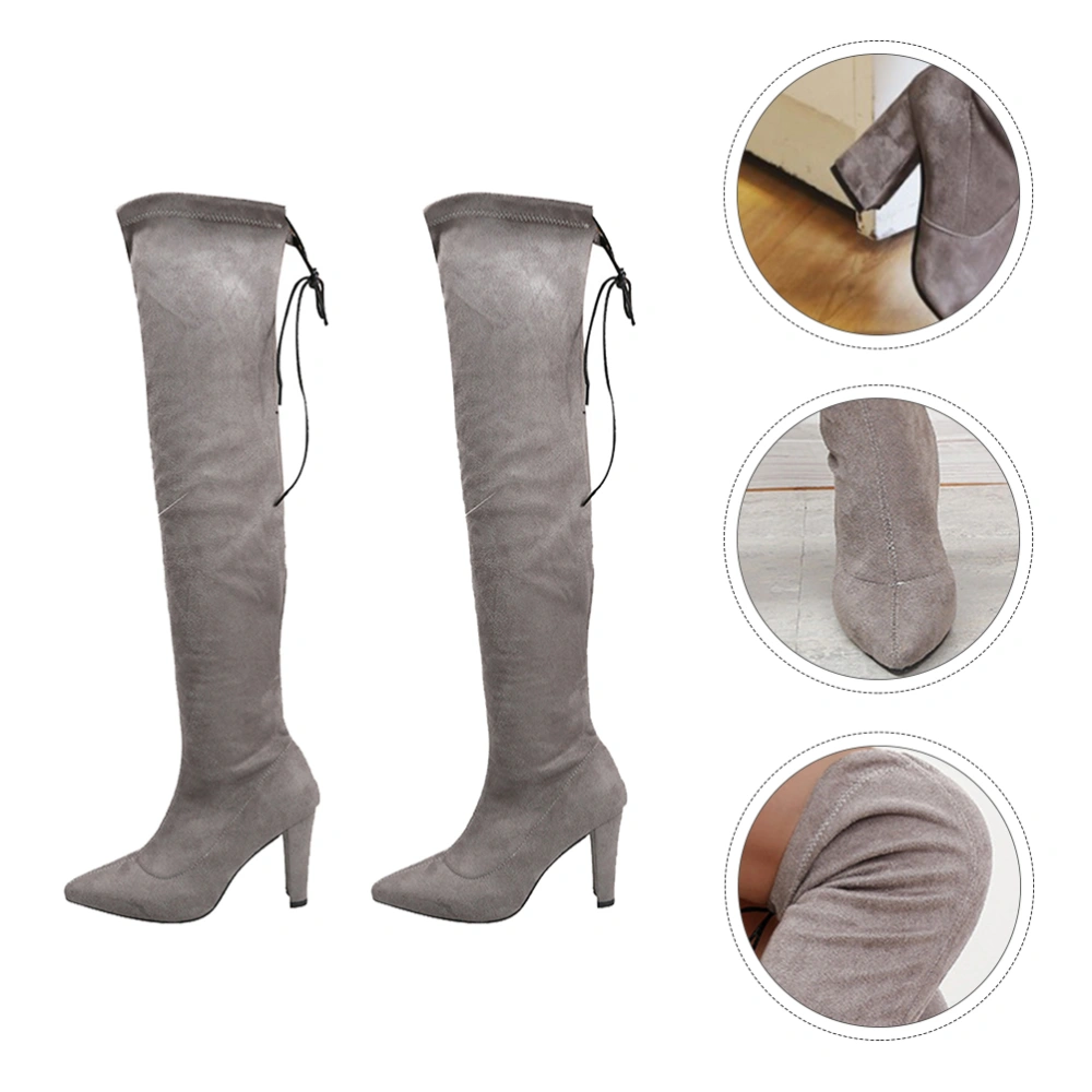 1 Pair Practical High Knee Boots Woman High Leg Boots Winter Thin Heel Boots