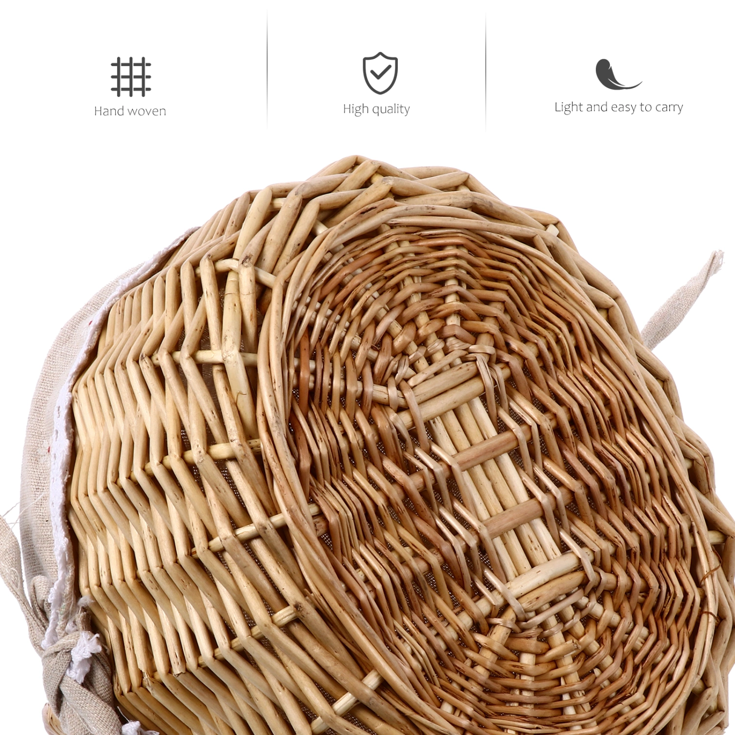 1Pc Hand Woven Picnic Basket Wicker Woven Storage Basket Portable Food Holder
