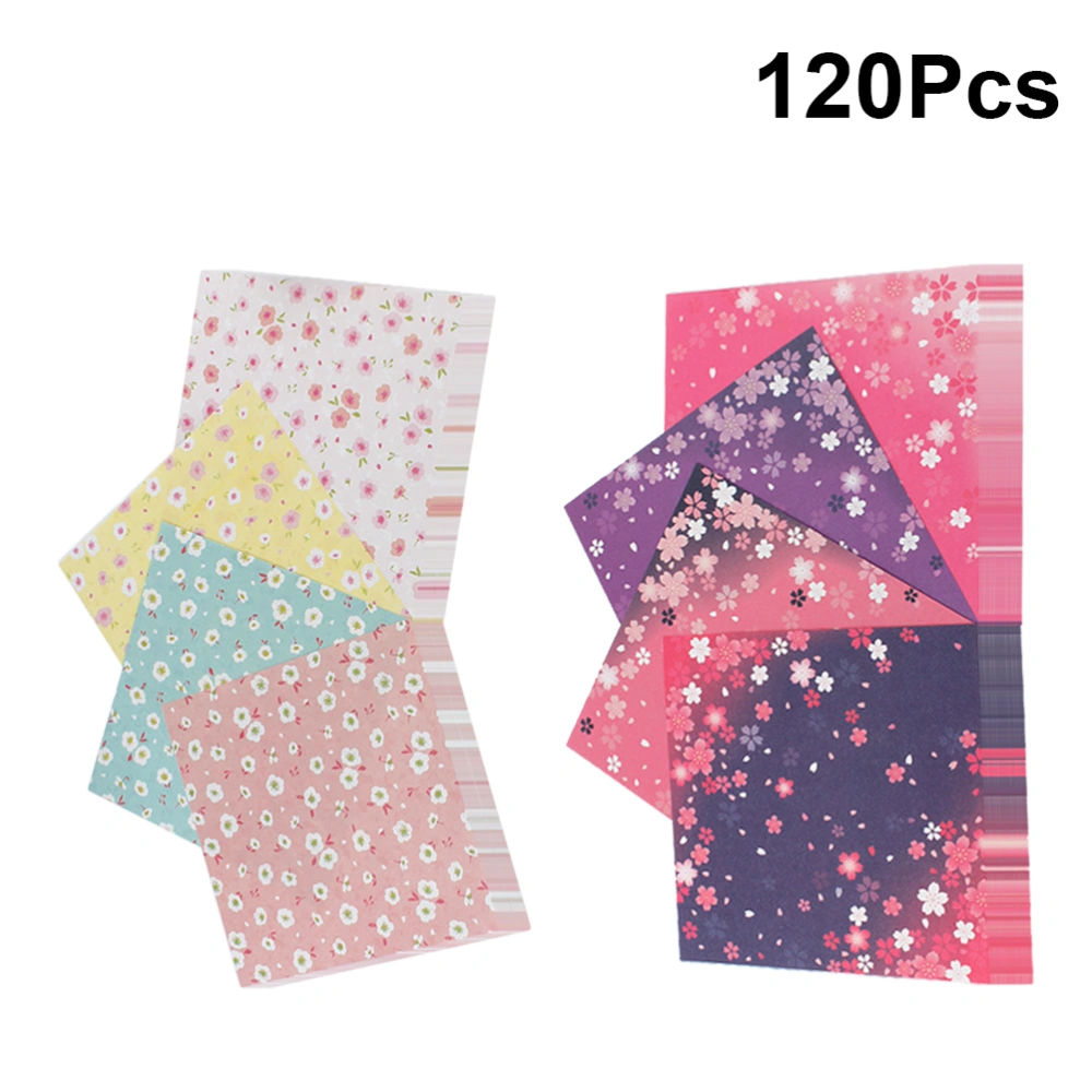 120pcs Cherry Gilding Origami Handmade Material Paper Crane Origami Paper Duplex Printing Square Paper Kids DIY 8 Patterns (Flower 2+ Flower 3)