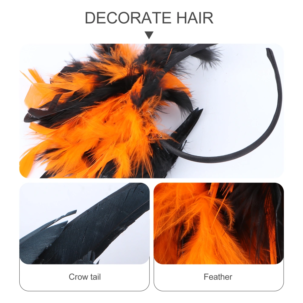 Artificial Crow Feather Headwear Head Halloween Headband Hair Accessory