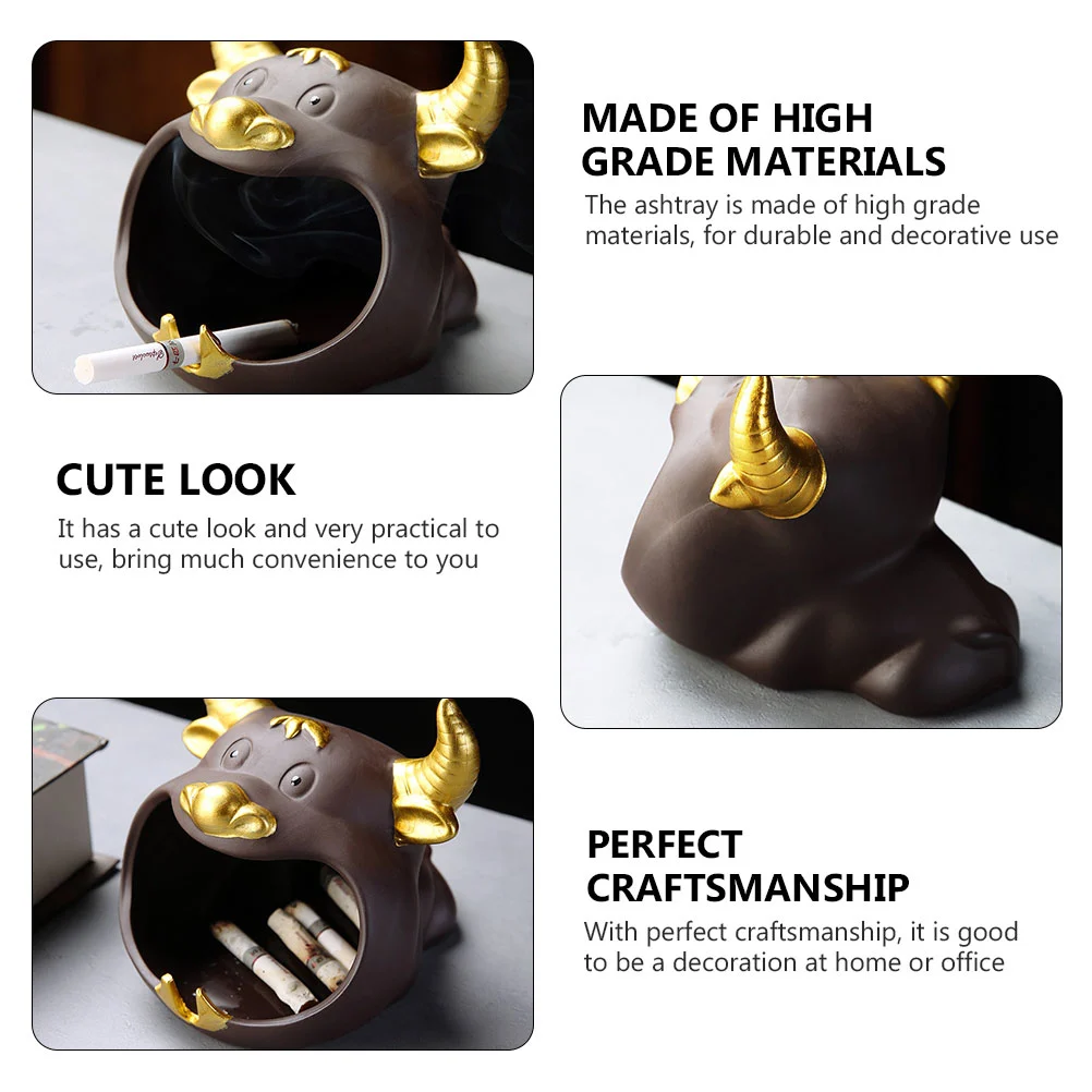 1Pc Cartoon Cattle Ashtray Lovely Ashtray Household Ashtray Container (Coffee)