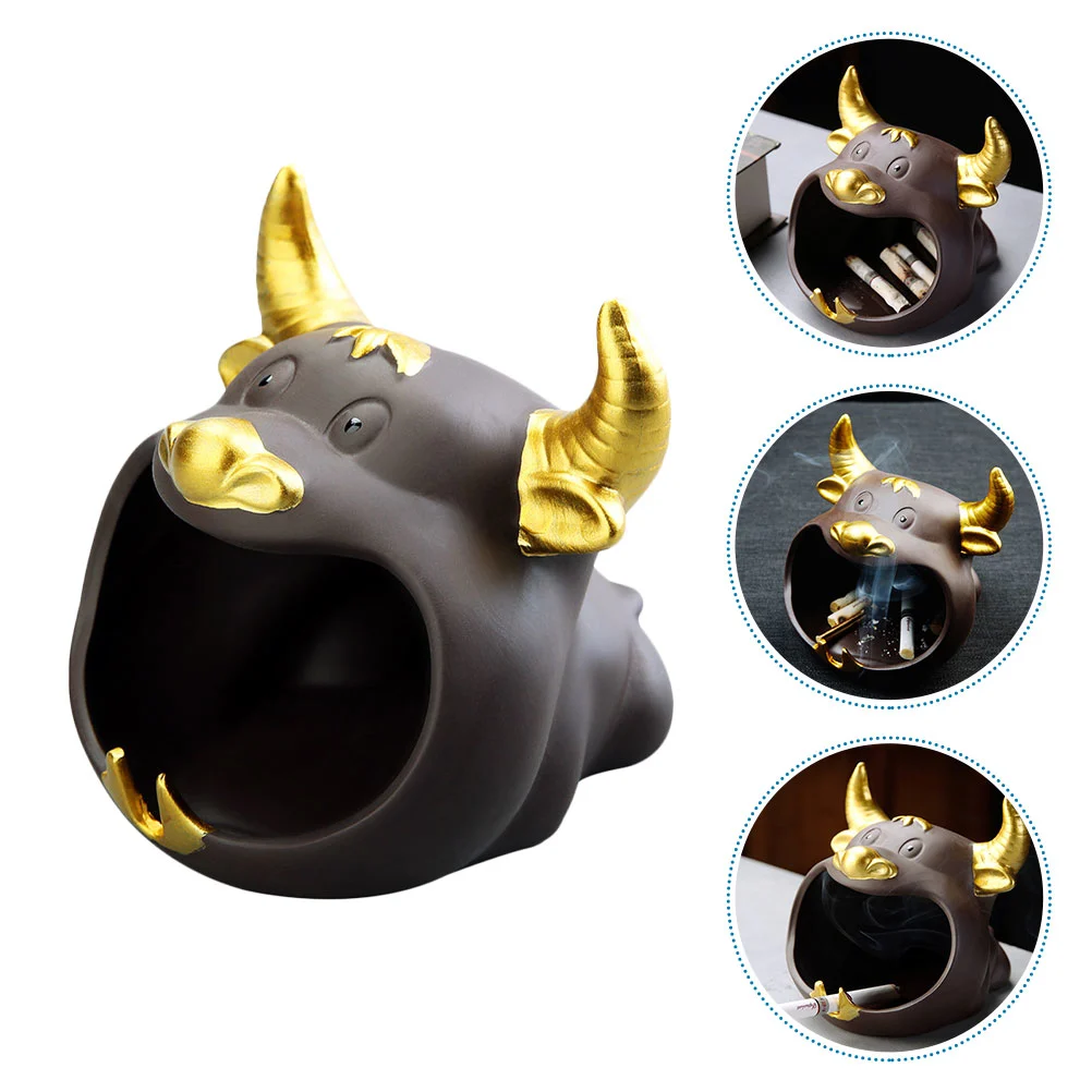 1Pc Cartoon Cattle Ashtray Lovely Ashtray Household Ashtray Container (Coffee)