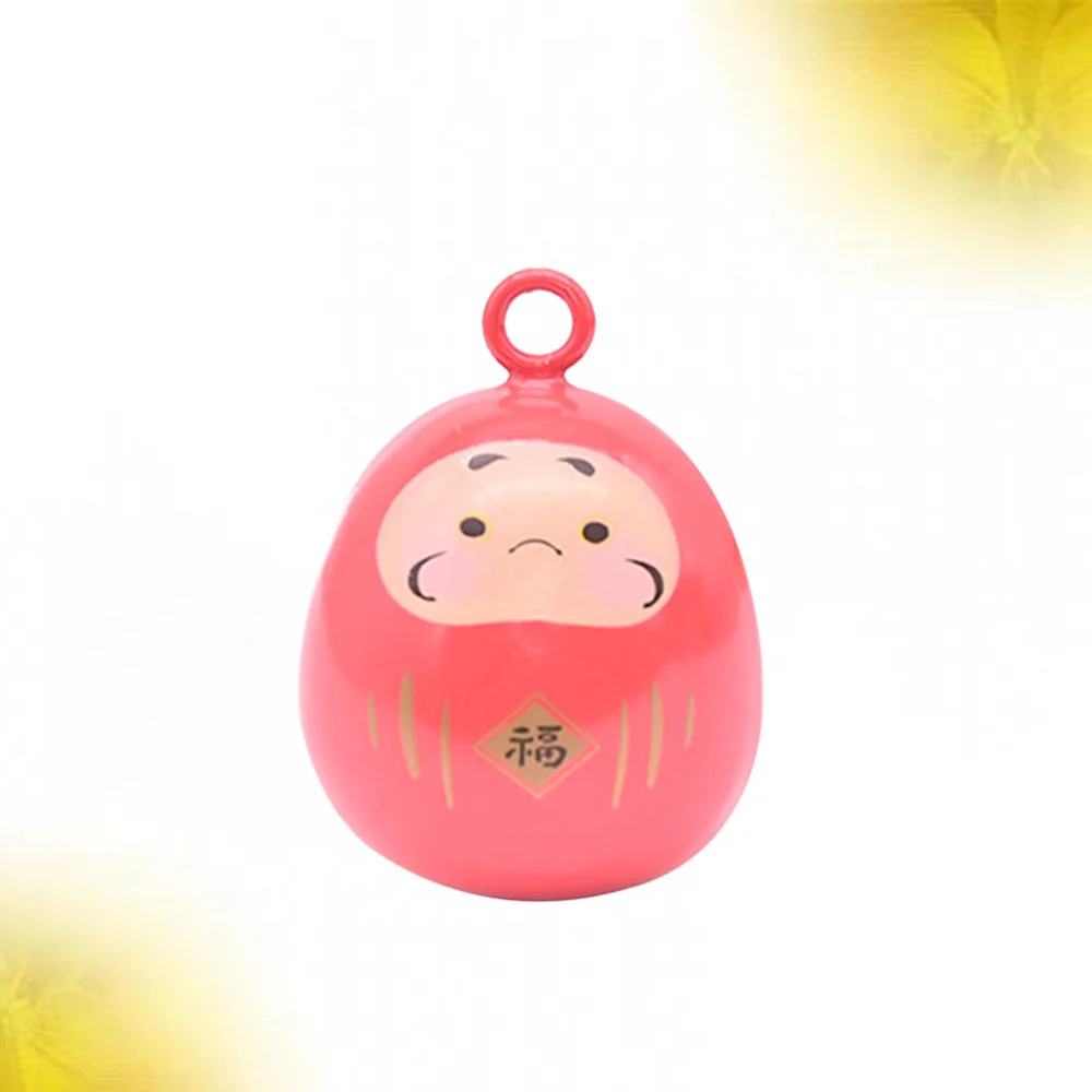 Cartoon Daruma Bells Pendant Accessories Seal Japanese Water Bells Copper Hanging Accessories Supplies for DIY Backpack Costume Pendant (Red)