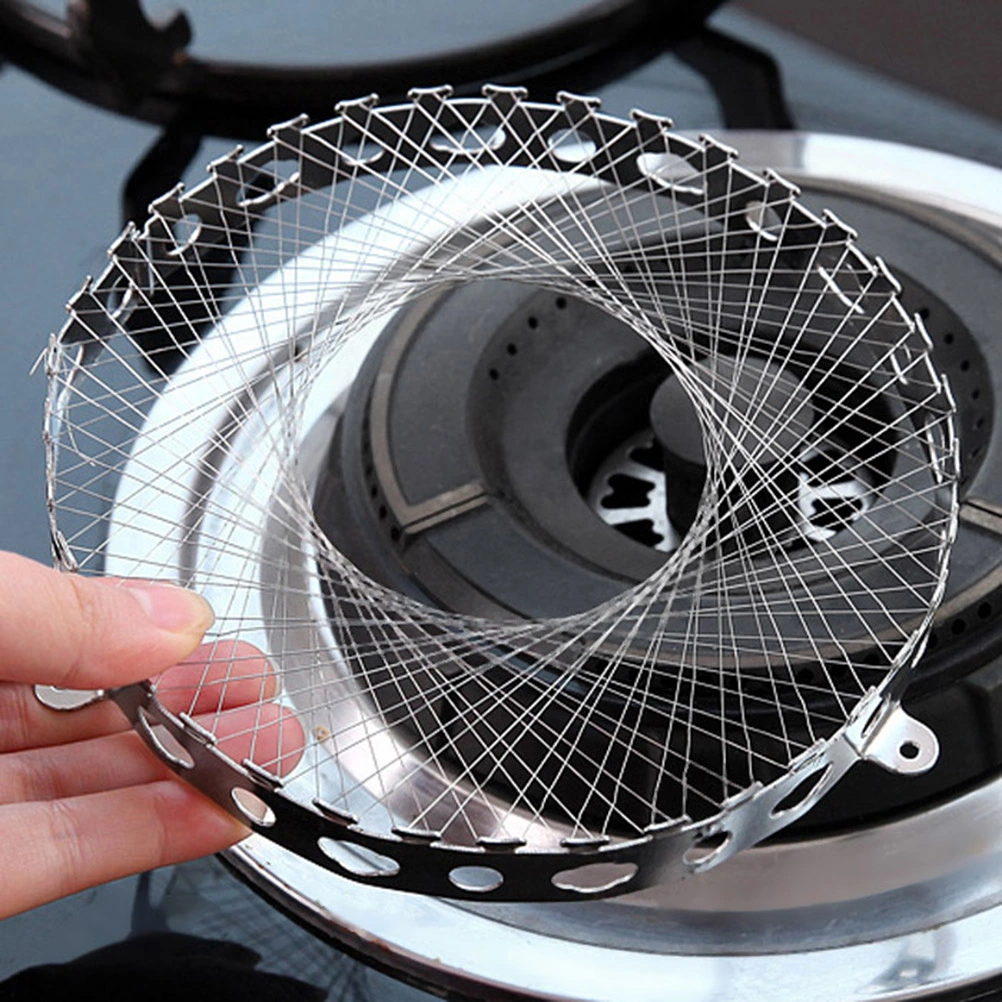 Round Shape Torch Gas Cooking Windproof Energy-Saving Cover Net Stove Wind Resistant Circle (Silver)