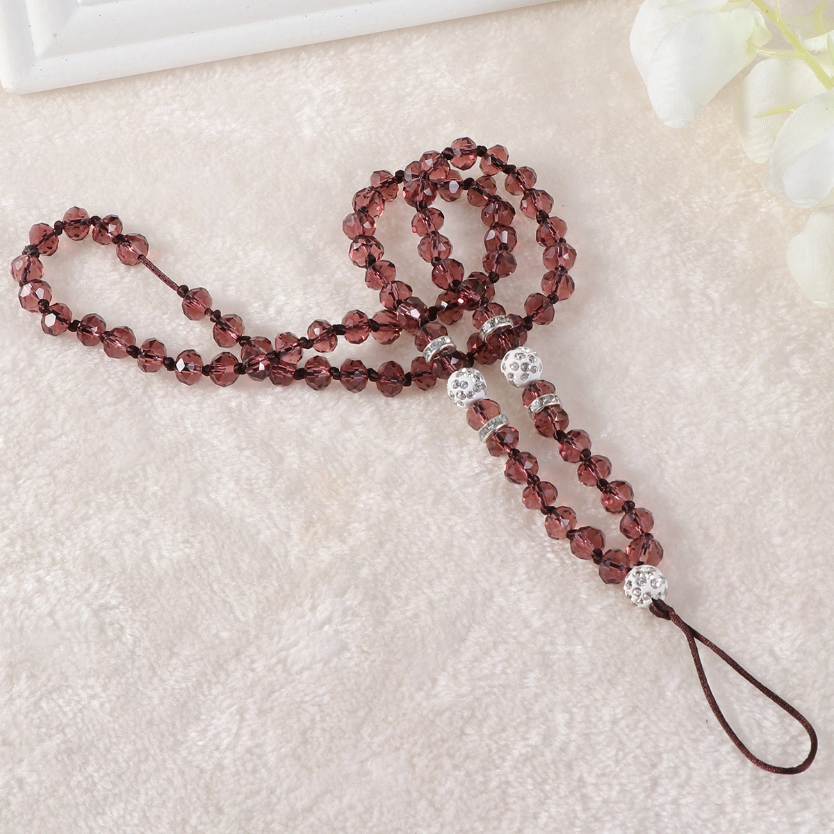 Anti-theft Crystal Chain Anti-lost Mobile Phone Strap Lanyard Phone Neck Hanging Rope Strap Keychain Cord (Purple)