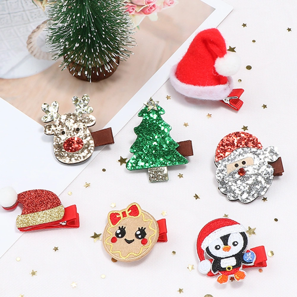 9pcs Christmas Cartoon Hair Clips Baby Hair Barrettes Hairpin Random Pattern