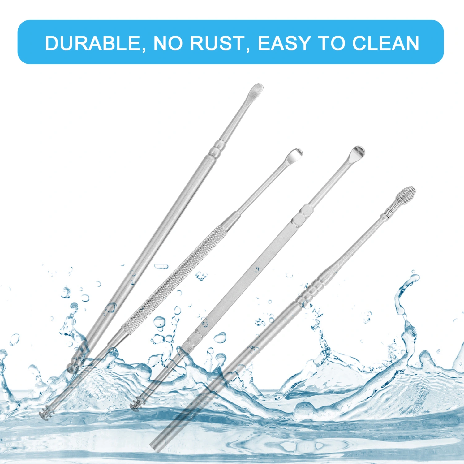 6pcs Portable Spiral Ear Spoon Ear Care Remover Cleaning Tool with Storage Box