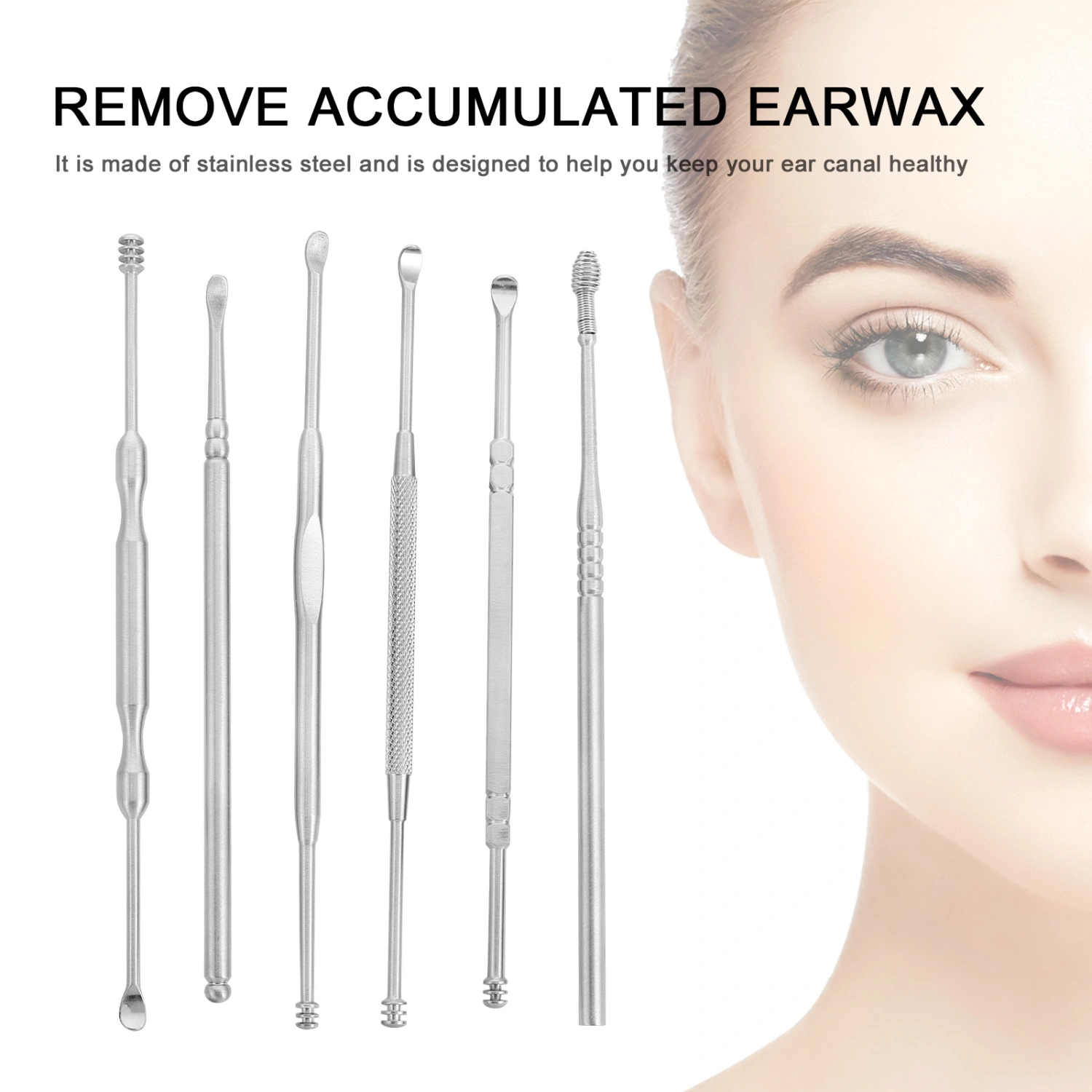 6pcs Portable Spiral Ear Spoon Ear Care Remover Cleaning Tool with Storage Box