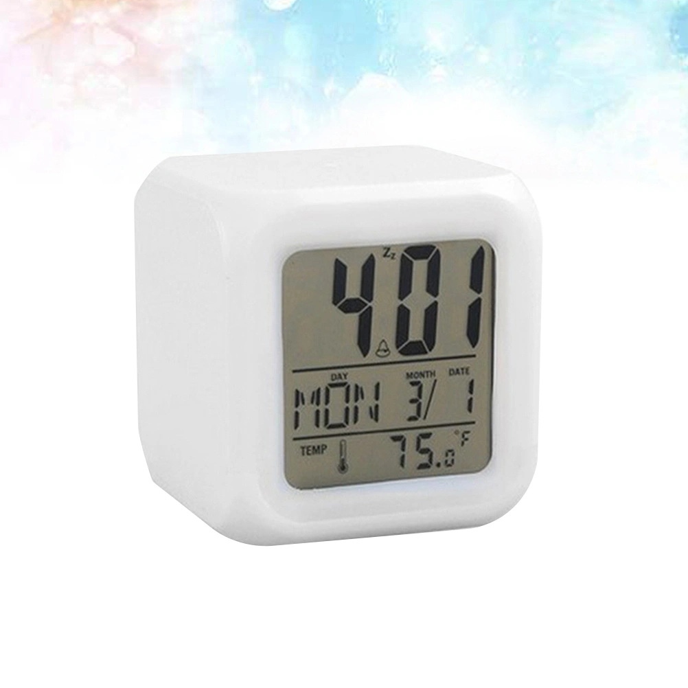 Night Light Alarm Clock Lovely Colorful Alarm Clock Square Clock Luminous Small Alarm Clock