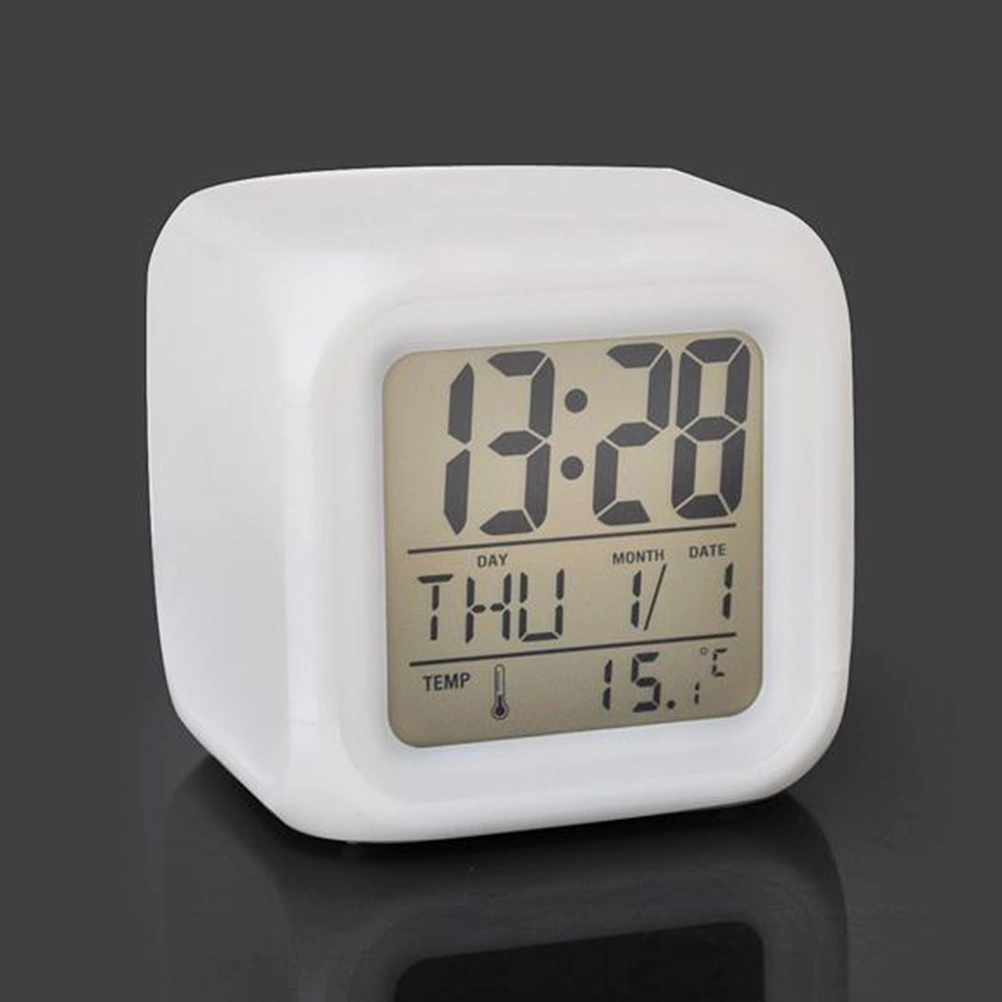 Night Light Alarm Clock Lovely Colorful Alarm Clock Square Clock Luminous Small Alarm Clock