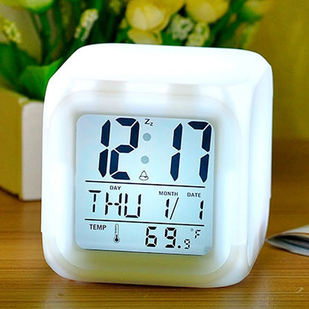 Night Light Alarm Clock Lovely Colorful Alarm Clock Square Clock Luminous Small Alarm Clock