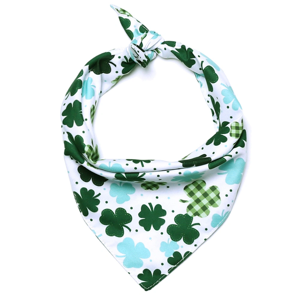 White Background Clover Design Collar Scarf Pet Bib Triangle Saliva Towel Multifunction St. Patricks Day Dress up Accessories for Pet Dog Puppy