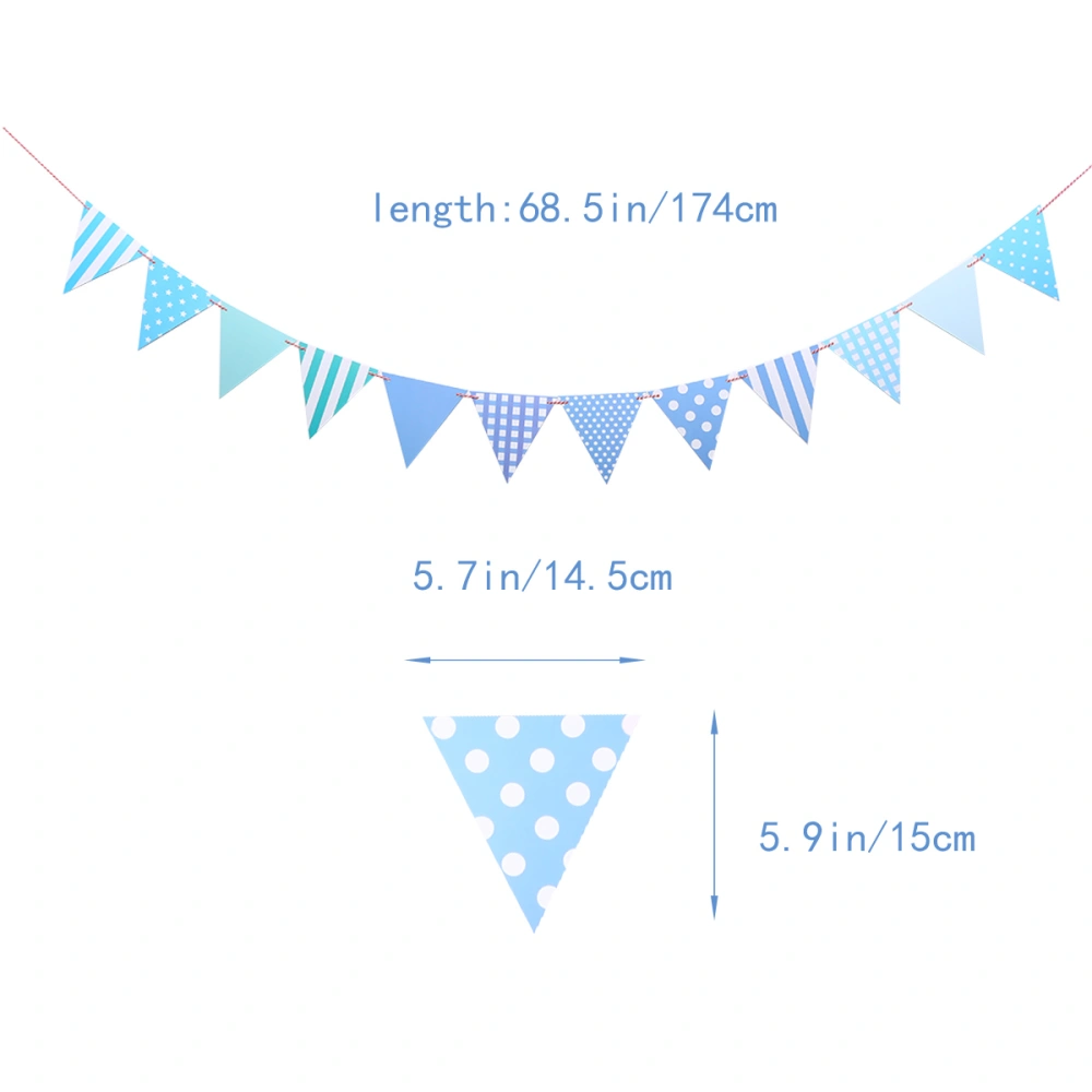 2.2M Paper Bunting Triangle Pennant Banner Wedding Birthday Baby Shower Hanging Decor (Blue Dots)