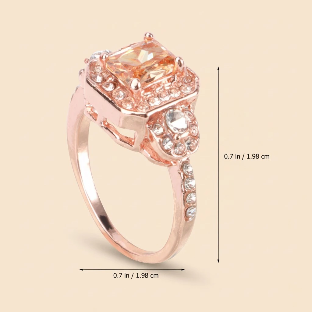 1Pc Rose Gold Couple Ring Elegant Finger Ring Alloy Ring Fashion Finger Jewelry