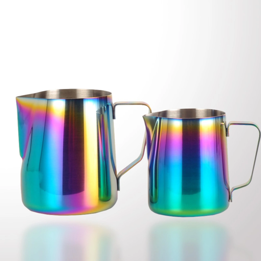 1 Pc Stainless Steel Colorful Milk Pitcher Latte Art Practical Eagle Mouth Design Milk Frothing Pitcher Creamer Frothing Pitcher for Espresso Machines Milk Frothers (600ml)