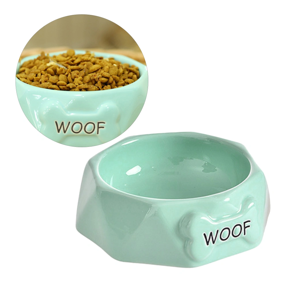 Woof Bone Ceramic Dog Food Drinking Bowl Pet Dog Cat Products (Green)