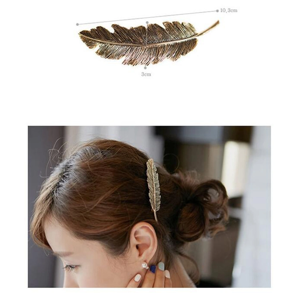 Fashionable Leaf Hairpins Hairclips Claw Barrettes Bridal Gold Updo Hair pin Dress Snap Accessories for Women Girls Wedding Party Festival(Ancient Color)