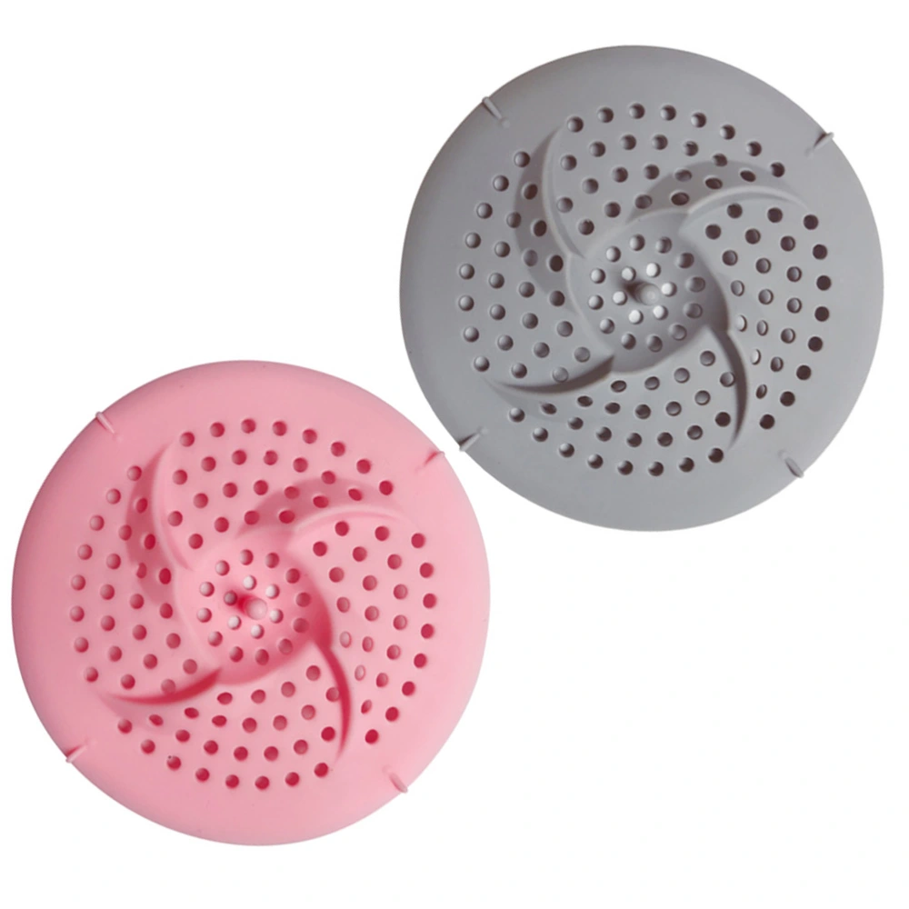 2pcs Kitchen Sink Floor Drain Cover Bathroom Anti-blocking Hair Drain Filter Strainer Plug Sucker Covering Pad Sealing Plug (Pink + Grey)