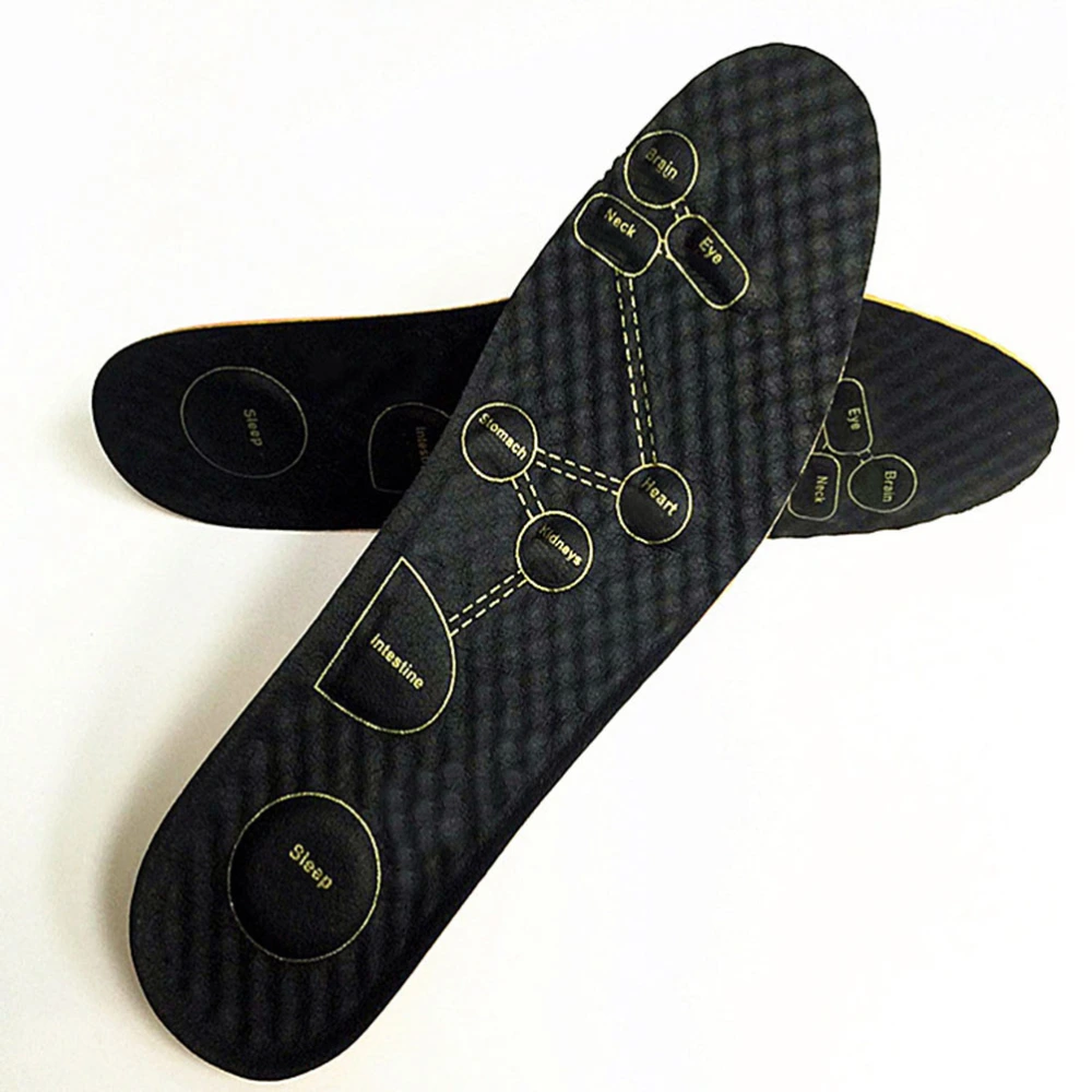 1 Pair of Massage Insoles Acupuncture Massage Pads Magnetic Sock Liner Cuttable Pads Size 40 (Black)