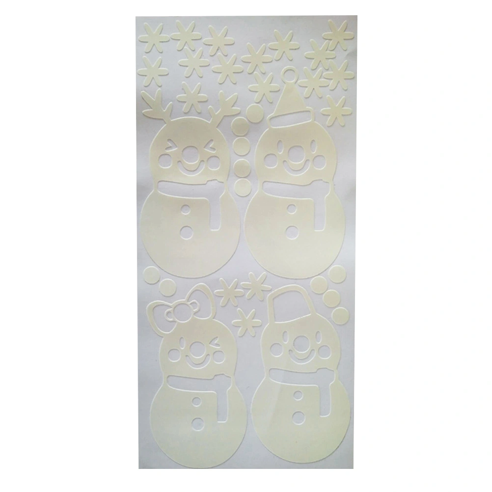Lovely Christmas Snowman Night Luminous Stickers Glow in the Dark Wall Decals Removable Stickers Wall Decor for Living Room Bedroom Baby Room (Green)
