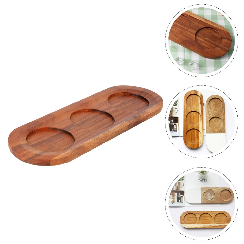 1Pc Creative Whisky Holder Wooden Three-slots Cup Mat Cup Serving Tray (Random Color)