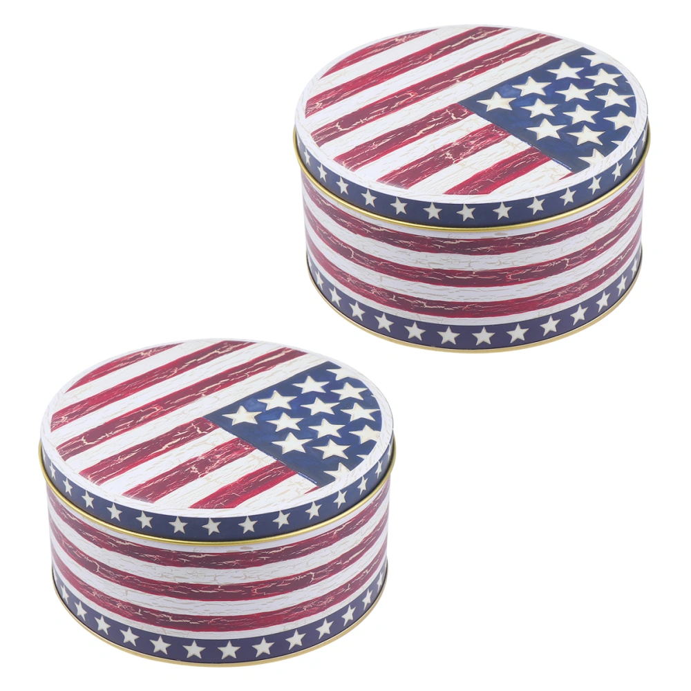 2pcs US Flag Design Candy Box Creative Biscuit Case Stylish Small Gift Presents Box Unique Jewelry Storage Box for Girls (Stripe Pattern)