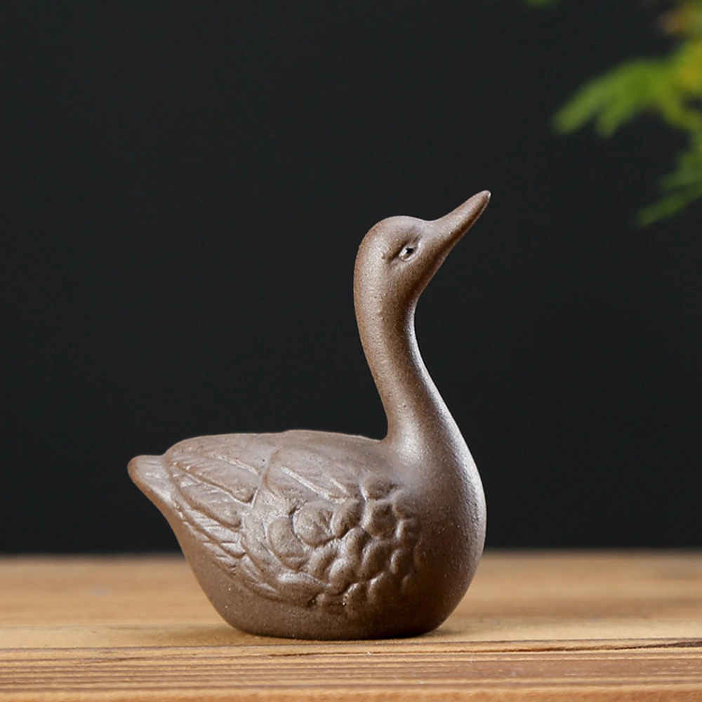 2pcs Ceramic Swan Ornaments Tea Tray Crafts Home Layout Desktop Decors (Coffee)