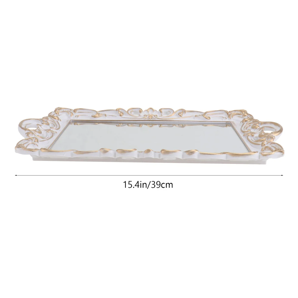 1PC Retro Mirror Tray Jewelry Perfume Photography Prop Delicate Mirror Plate