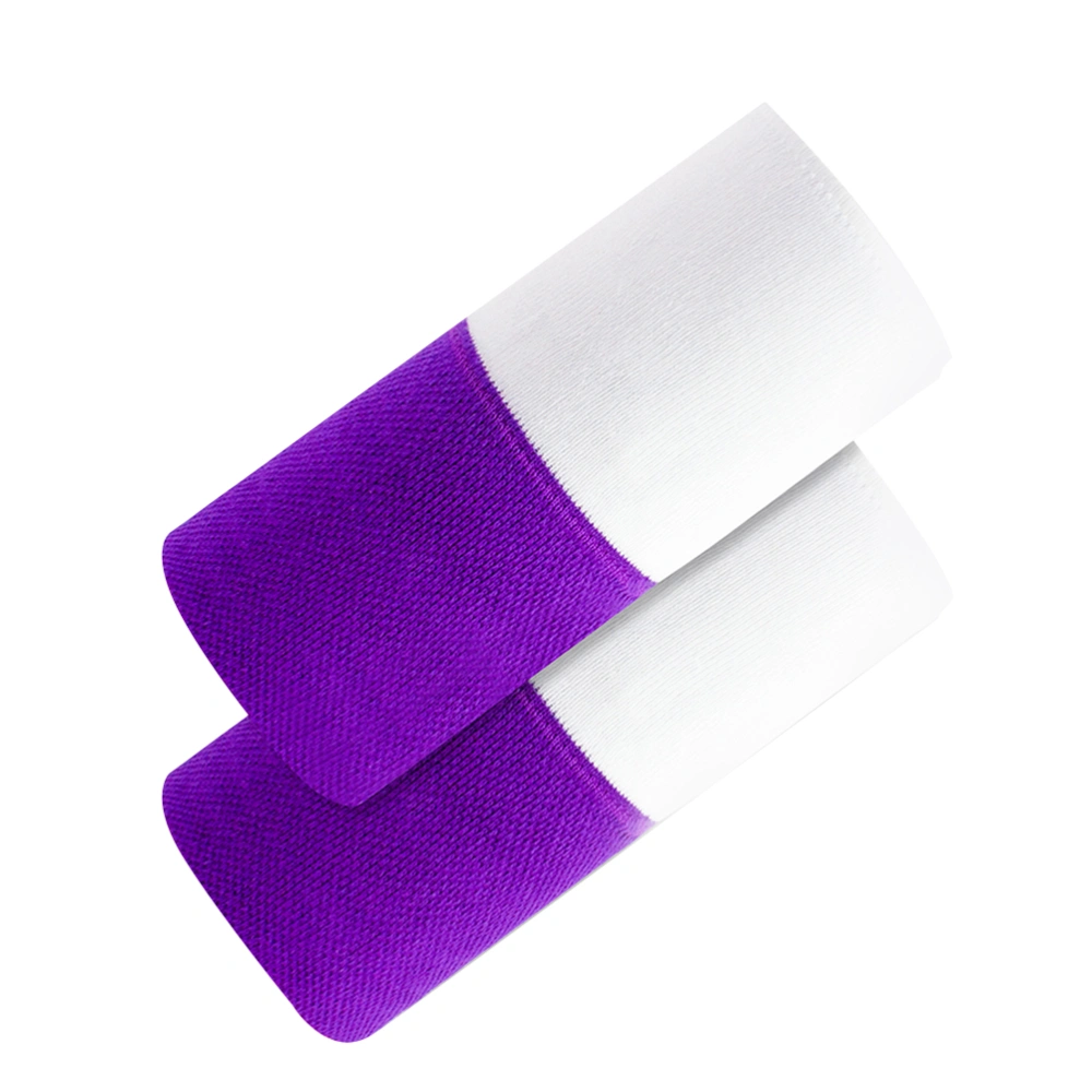 Two-color Sweat Absorption Wristband Protective Wrist Cuff Basketball Training Wrist Brace Double Layer Wrist Support (Purple, White)