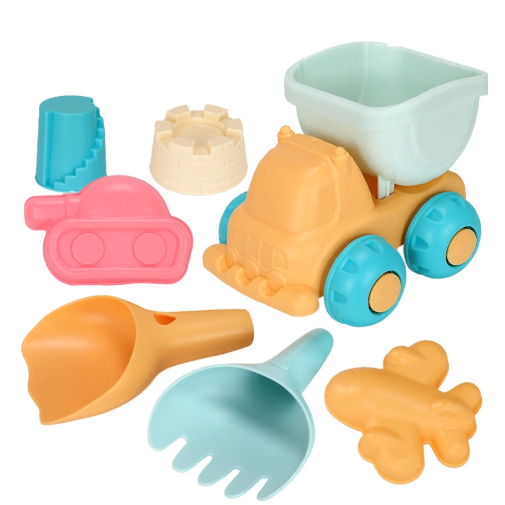 7pcs Kids Beach Toys Set Sand Play Toys Beach Shovel Beach Cart Beach Dump Truck Creative Sand Tools