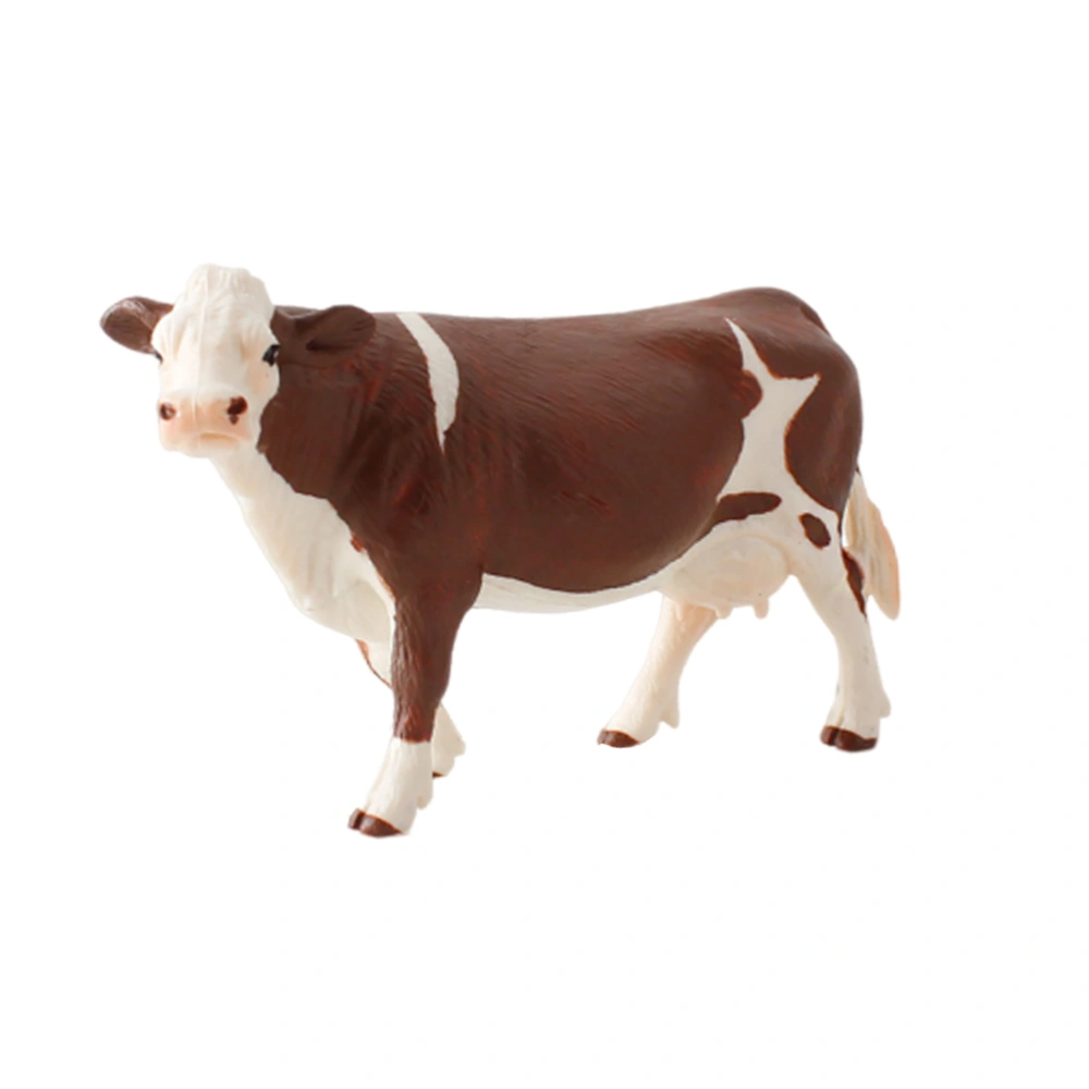 Simulation Animal Model Realistic Cow Toys Simulated Animal Decor Plastic Art Craft Desktop Ornament for Home (Brown White)