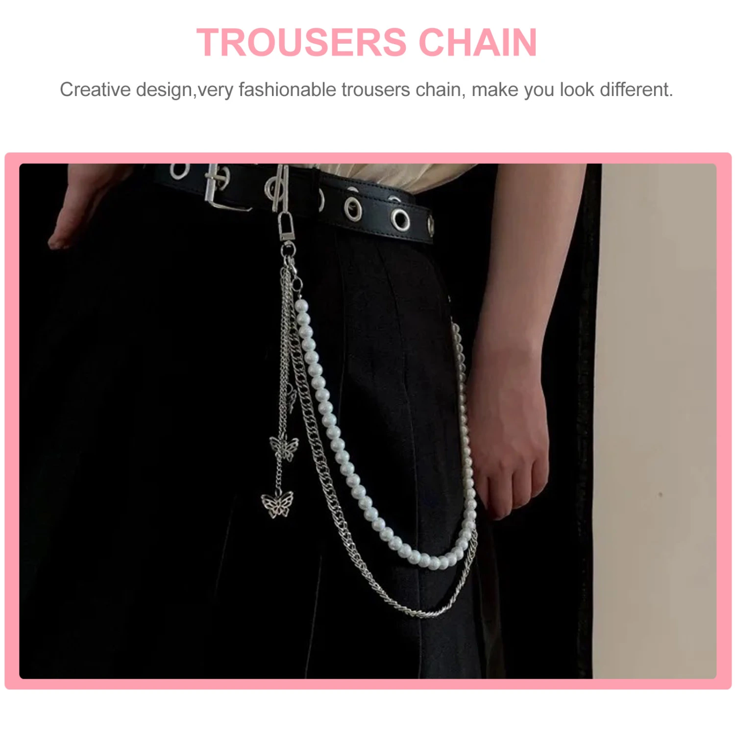 Trousers Chain Stone Beads Waist Belt Chain National Style Wallet Chain Jeans Pant Chain Accessory for Men Women