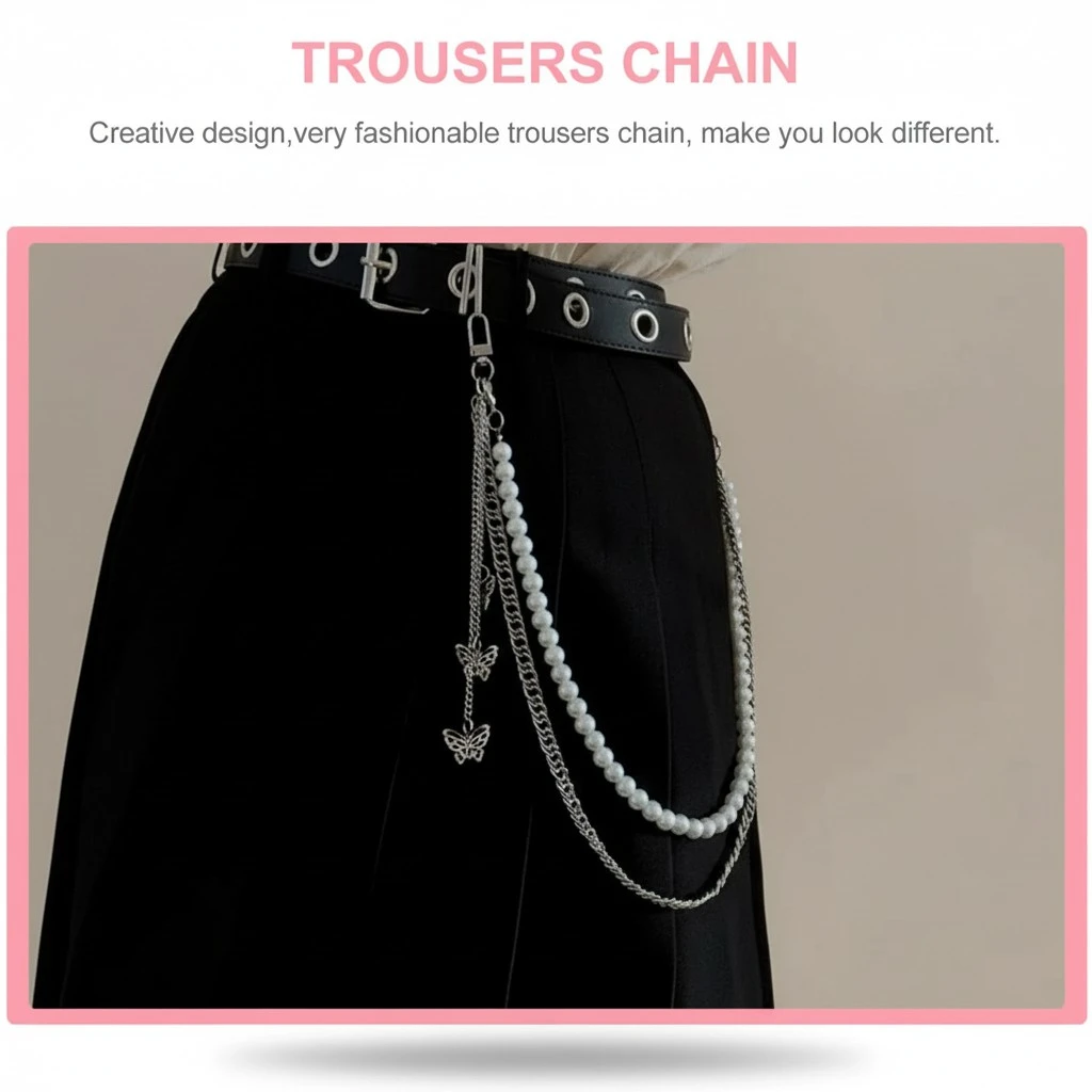 Trousers Chain Stone Beads Waist Belt Chain National Style Wallet Chain Jeans Pant Chain Accessory for Men Women