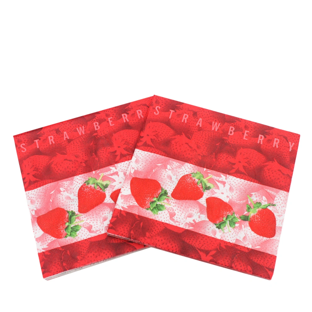 40PCS Strawberry Fruit Series Napkins Color Printed Napkins Facial Tissue Printing Napkin for Party Banquet Daily Use