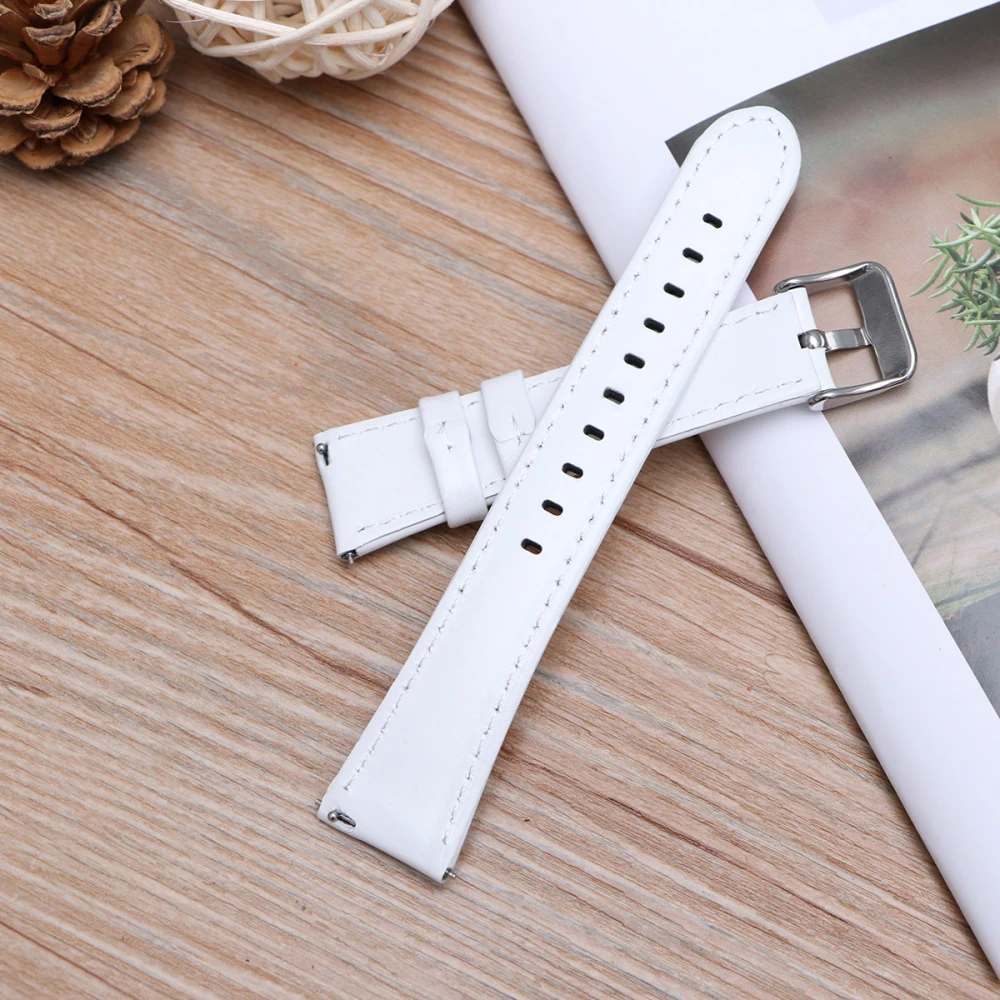 1PC Leather Watch Band Watchstrap Wristband Compatible for Forerunner245/645/Vivoactive 3 Music White