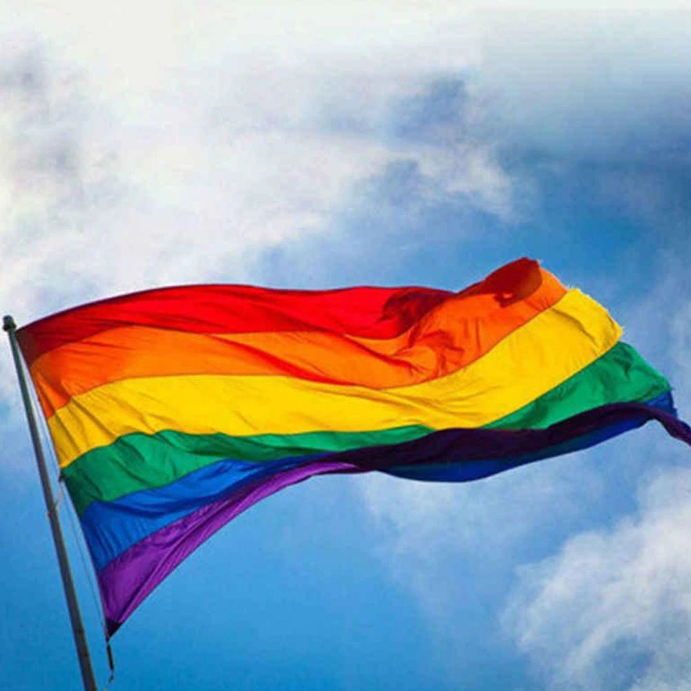 2pcs Decorative Rainbow Flag LGBT Pride Flag Portable Outdoor Banner for Party
